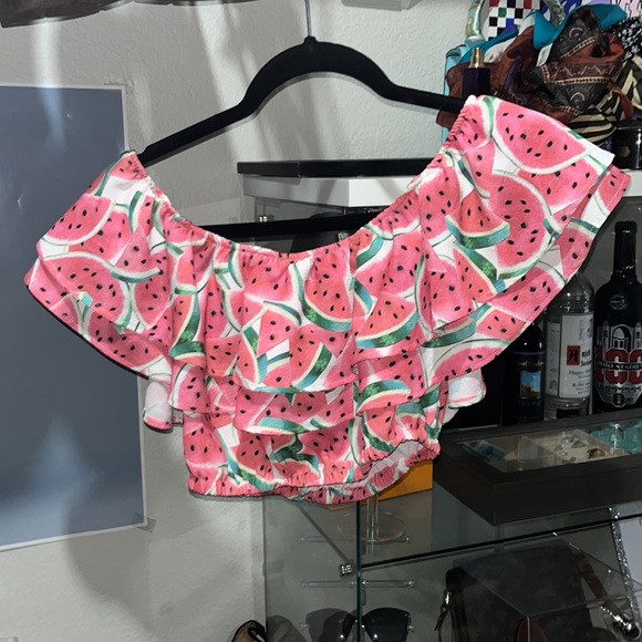 Watermelon off the shoulder Crop Top - Picture 1 of 4